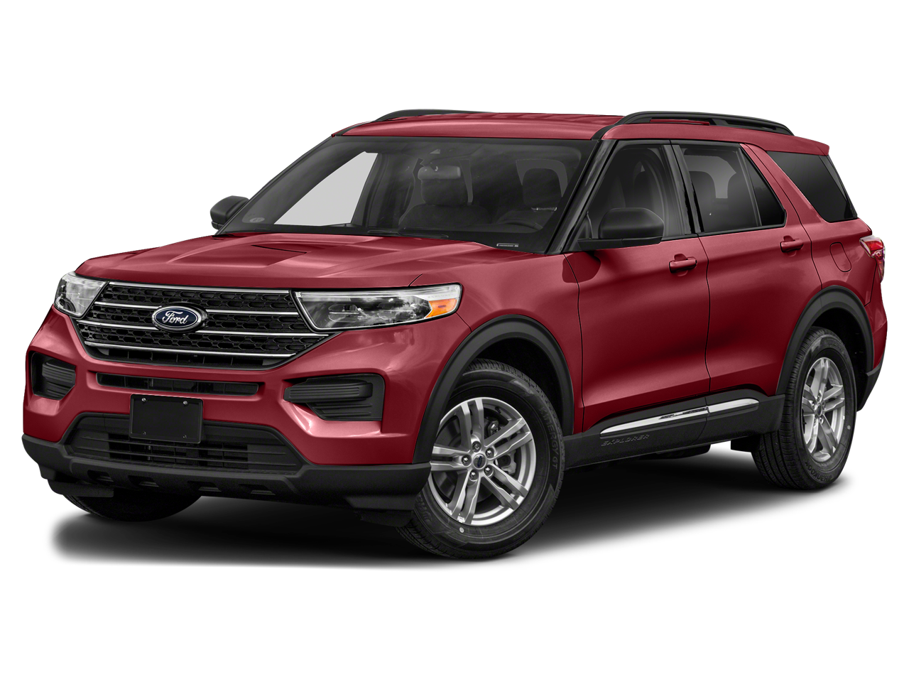 2021 Ford Explorer XLT in Rapid Red Metallic Tinted Clearcoat — front three-quarter view