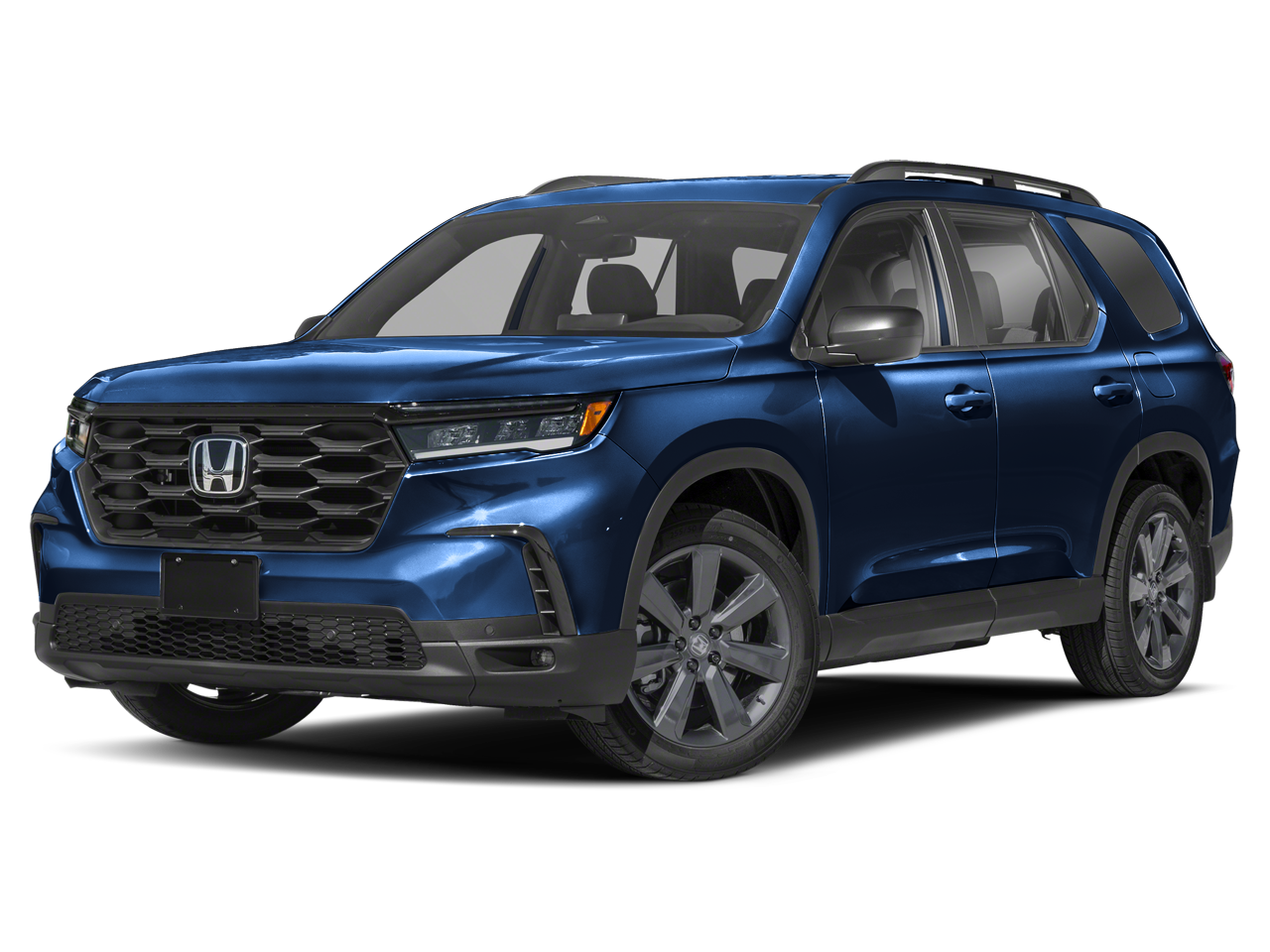 2025 Honda Pilot Sport in Obsidian Blue Pearl — front three-quarter view