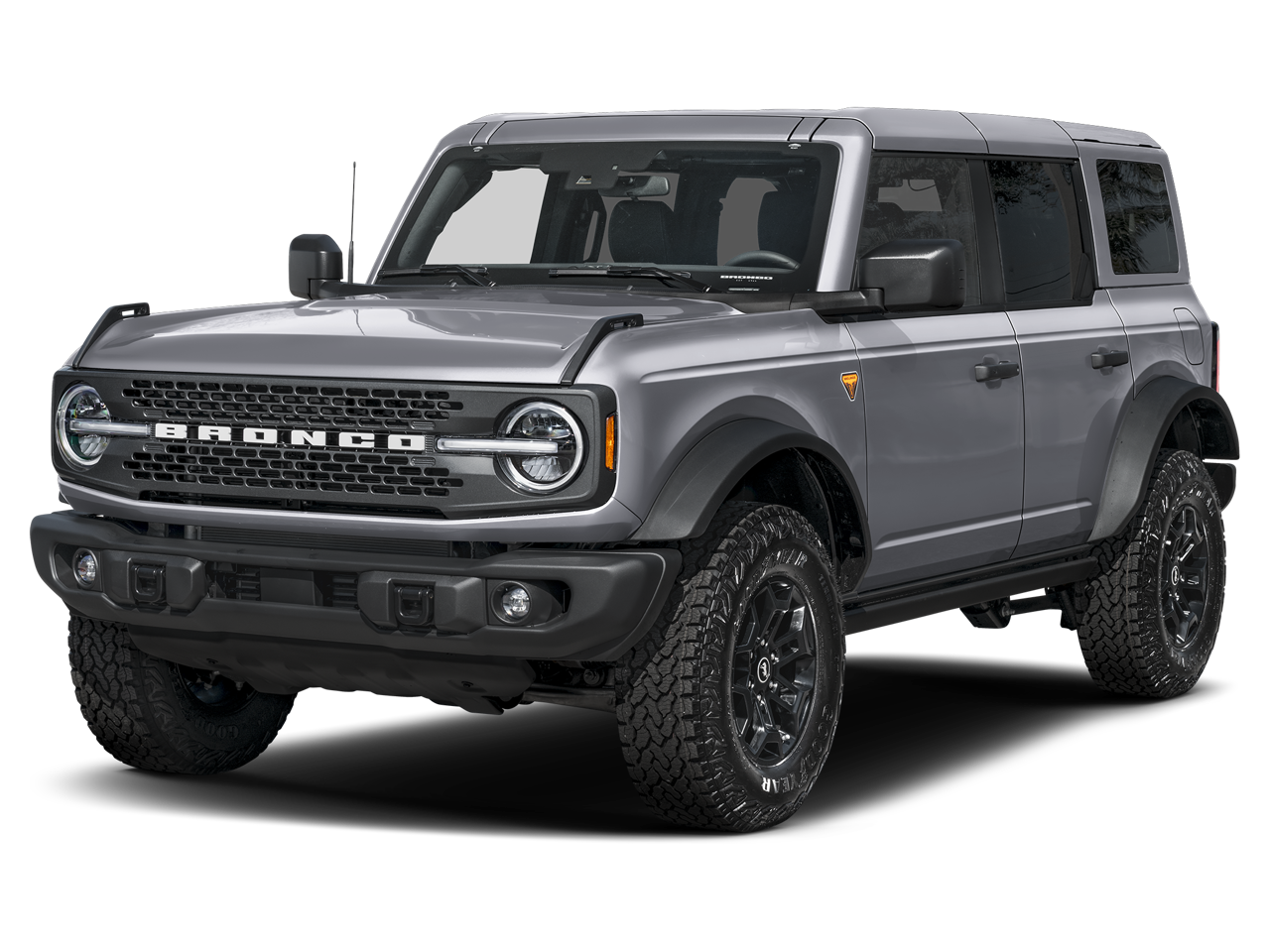 2026 Ford Bronco Badlands in Marsh Gray — front three-quarter view