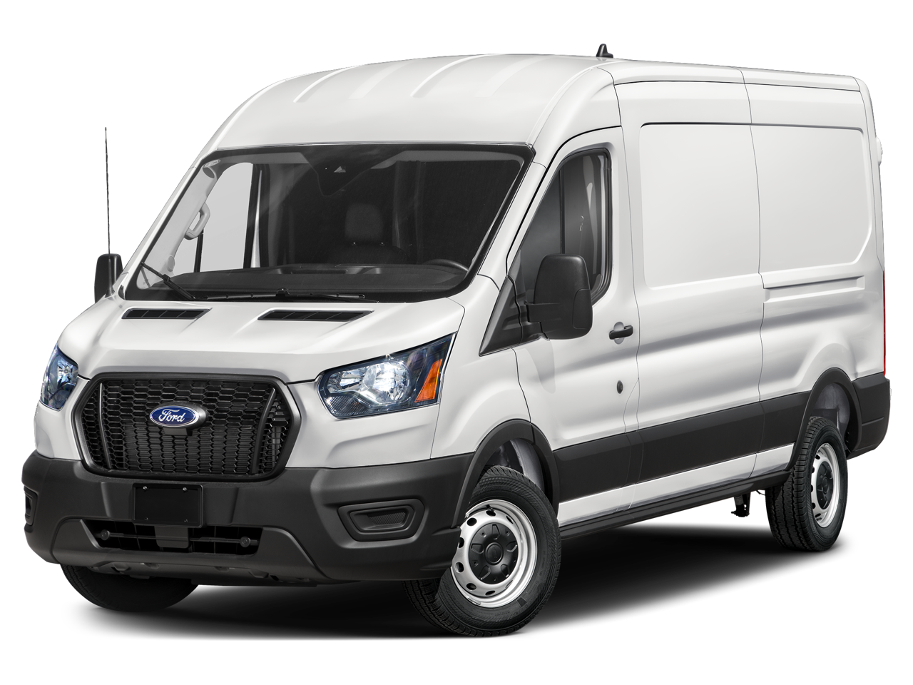 2026 Ford Transit Cargo Van T-250 148" Med Rf 9150 GVWR RWD in Oxford White — front three-quarter view