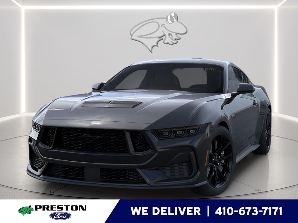2026 Ford Mustang GT in Shadow Black — front three-quarter view