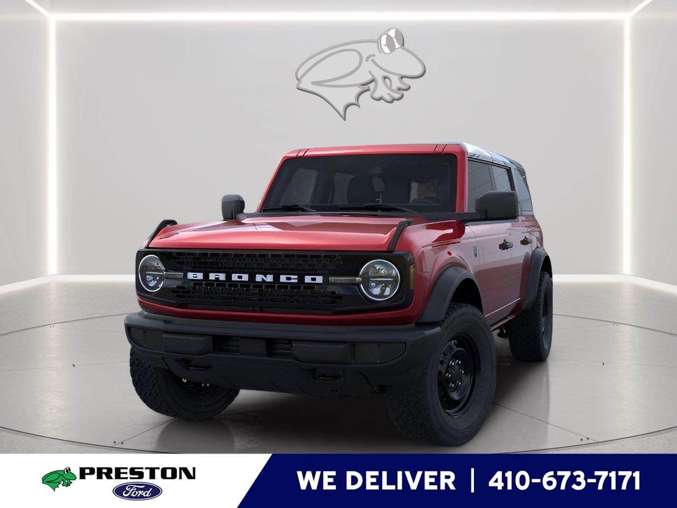 2026 Ford Bronco Big Bend in Ruby Red Metallic Tinted Clearcoat — front three-quarter view
