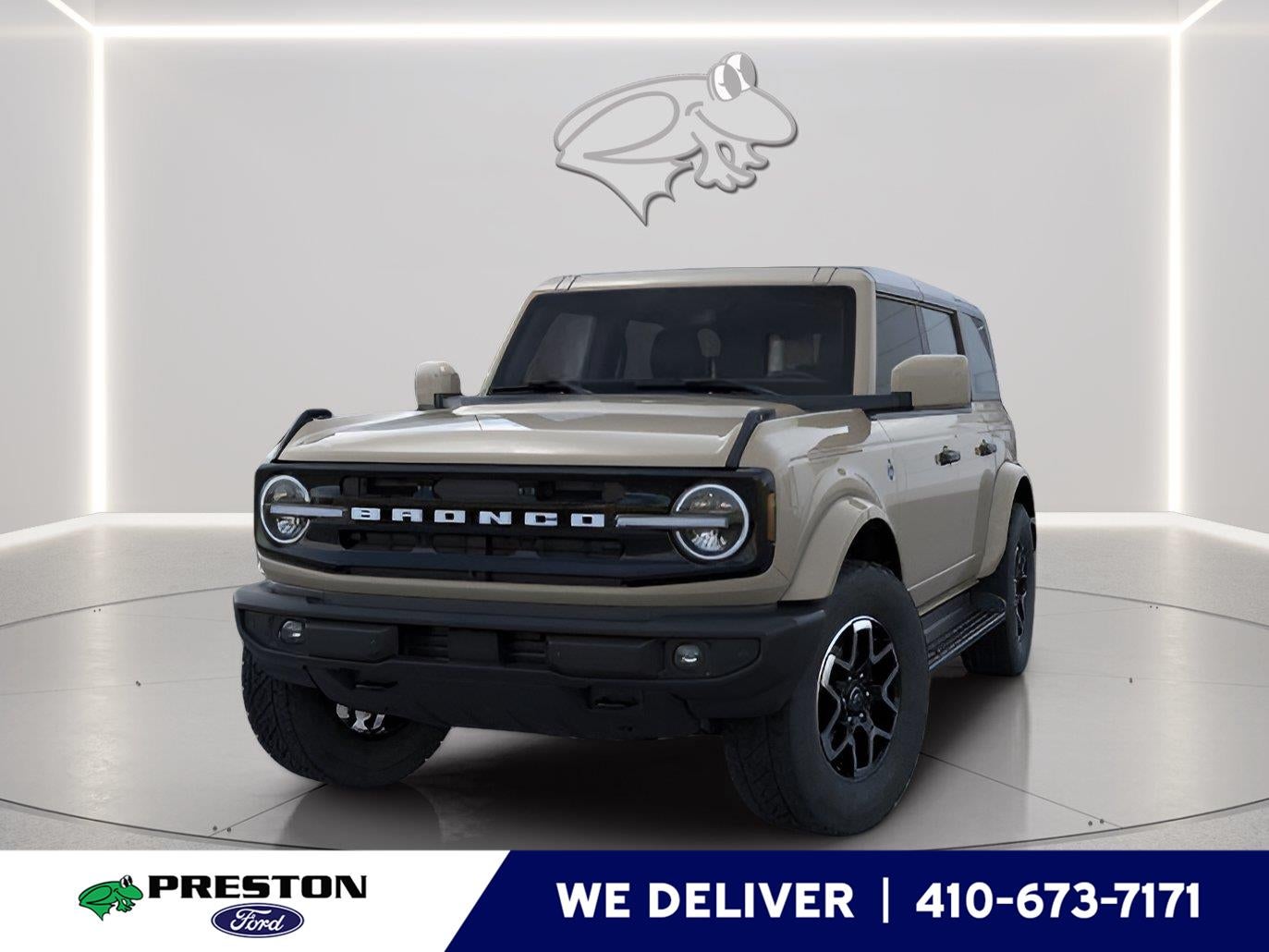 2026 Ford Bronco Outer Banks in Desert Sand — front three-quarter view