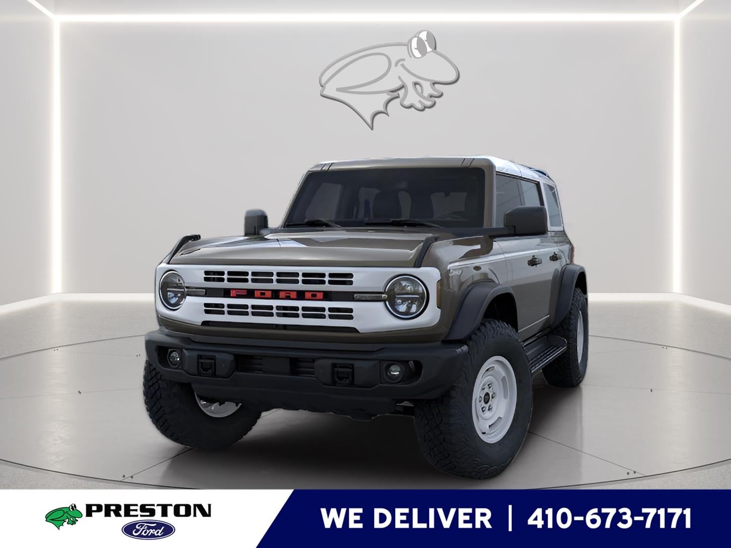 2026 Ford Bronco Heritage Edition in Marsh Gray — front three-quarter view