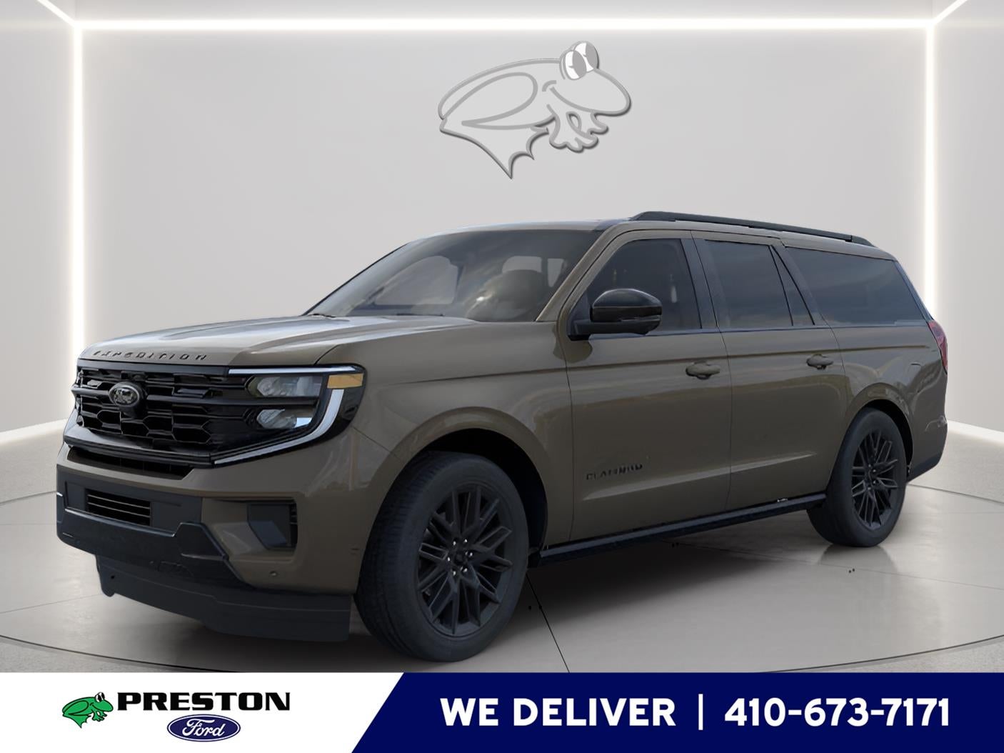 2026 Ford Expedition Max Platinum in Marsh Gray — front three-quarter view