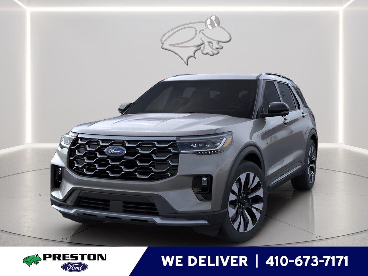 2026 Ford Explorer Platinum in Carbonized Gray — front three-quarter view