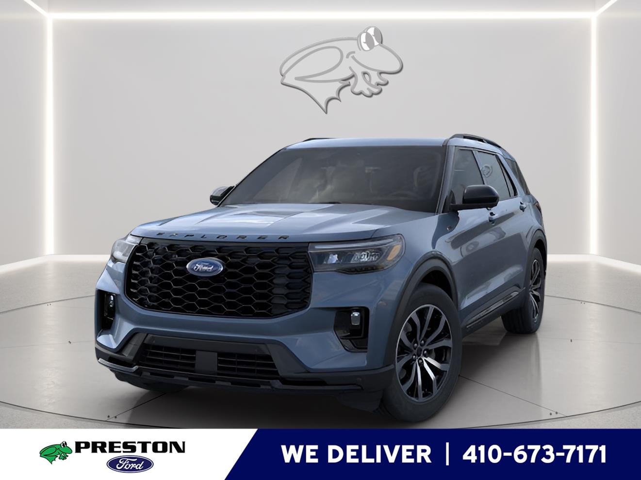2026 Ford Explorer ST-Line in Vapor Blue — front three-quarter view