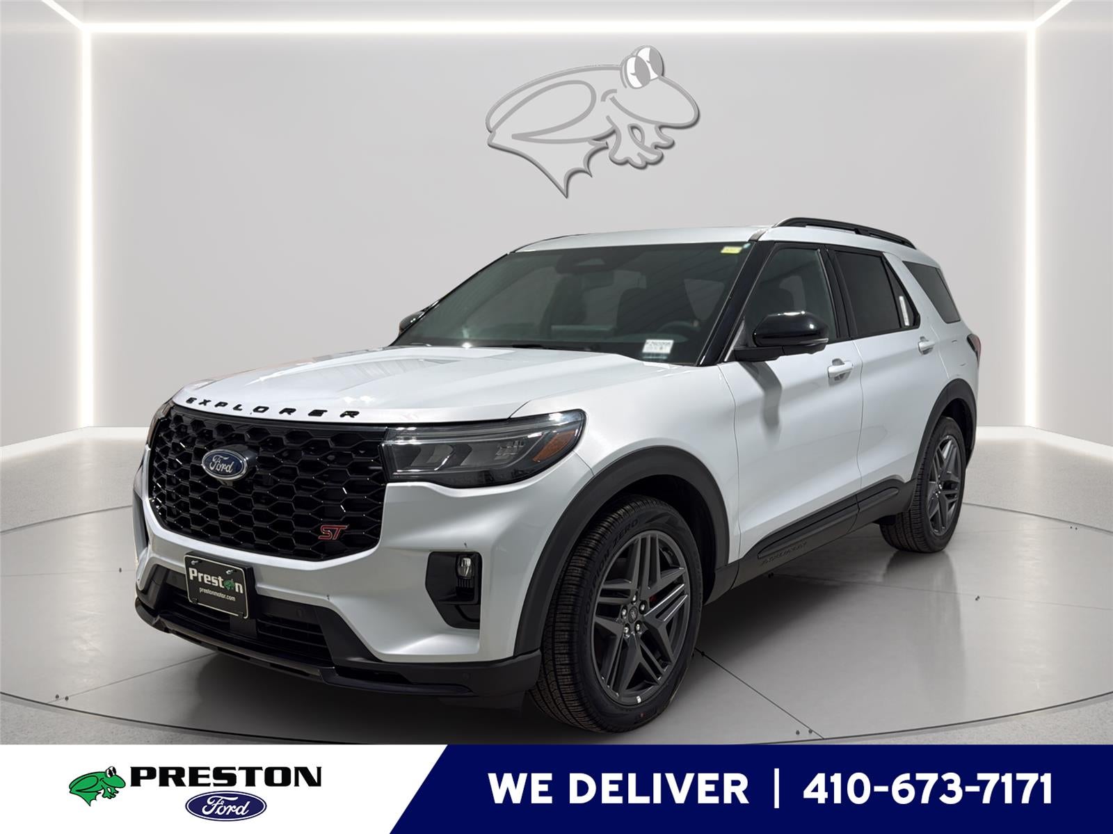 2026 Ford Explorer ST in Space White — front three-quarter view