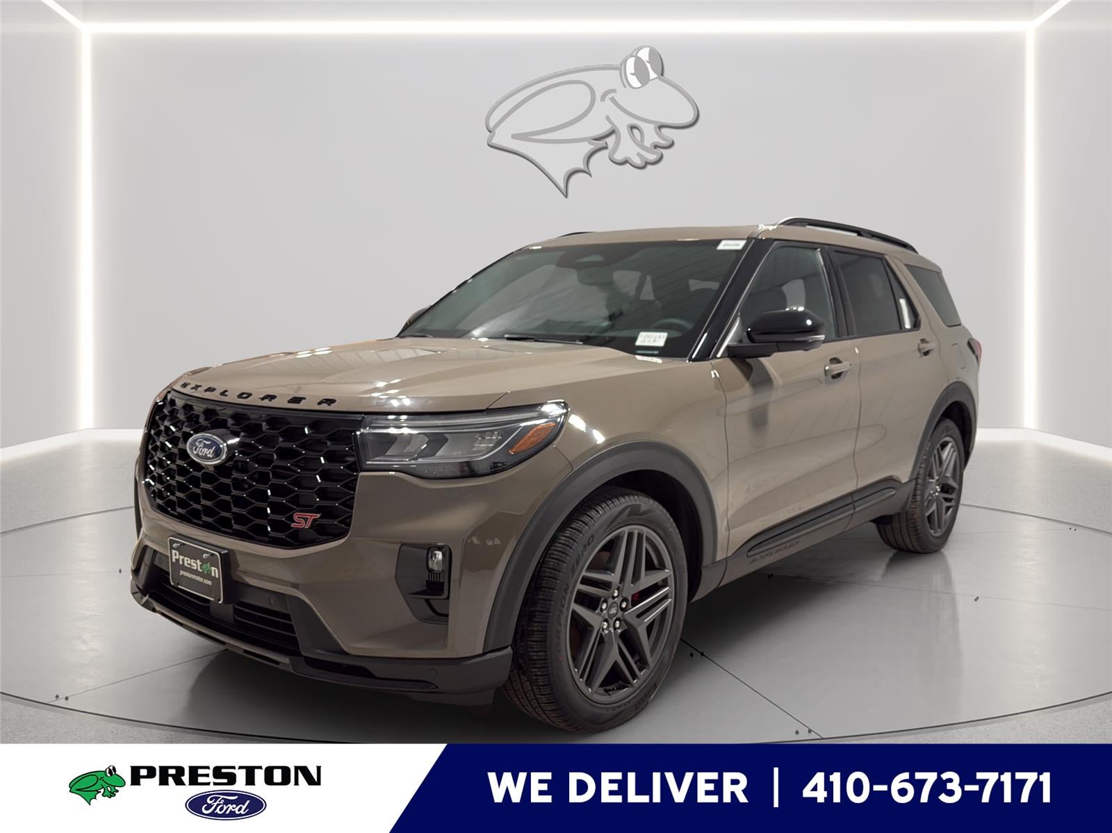 2026 Ford Explorer ST in Marsh Gray — front three-quarter view