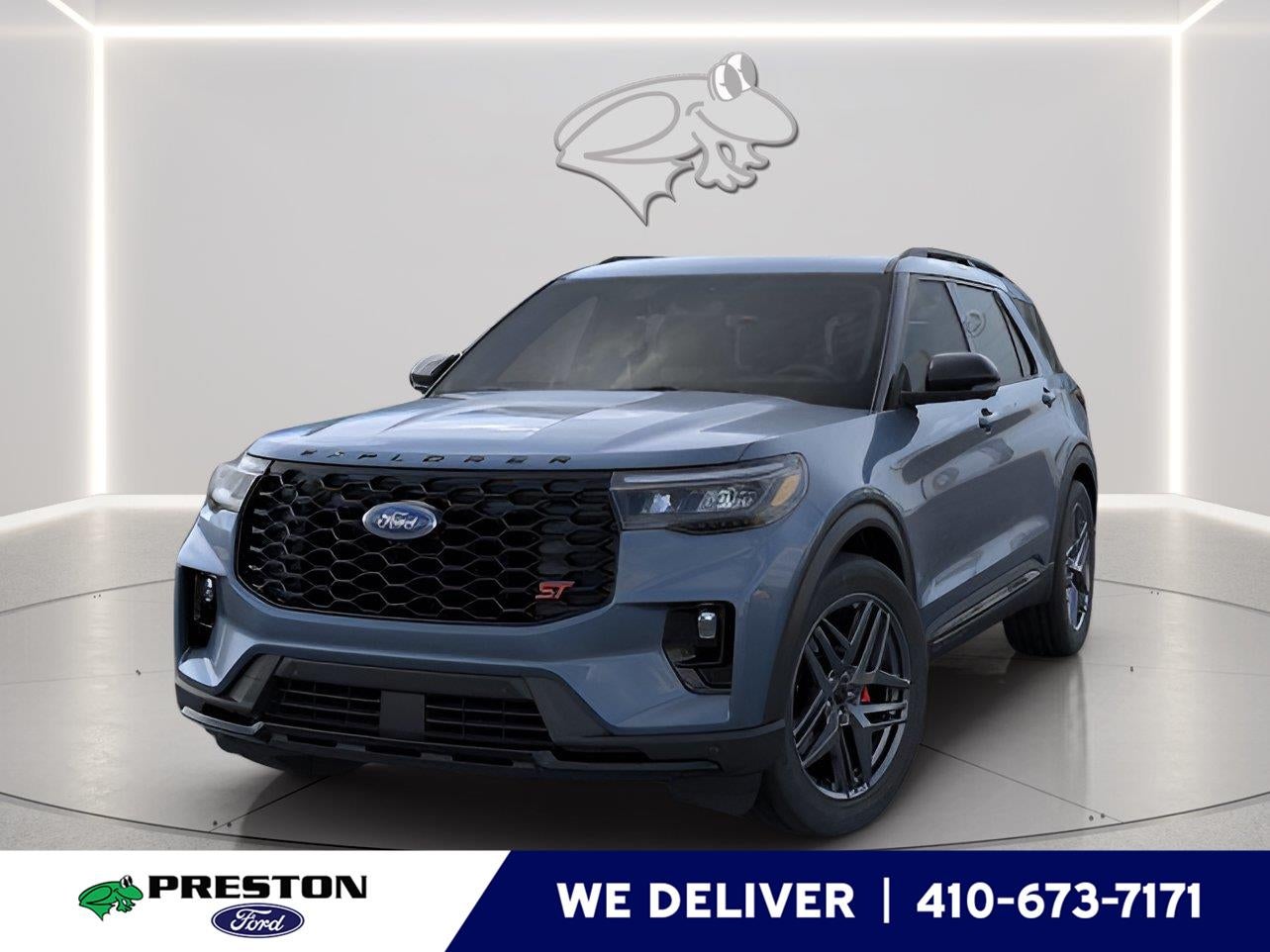 2026 Ford Explorer ST in K1 Vapor Blue — front three-quarter view