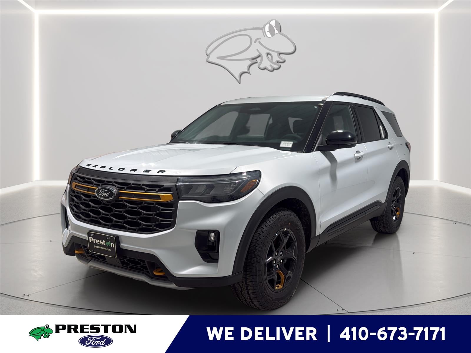 2026 Ford Explorer Tremor in Space White — front three-quarter view