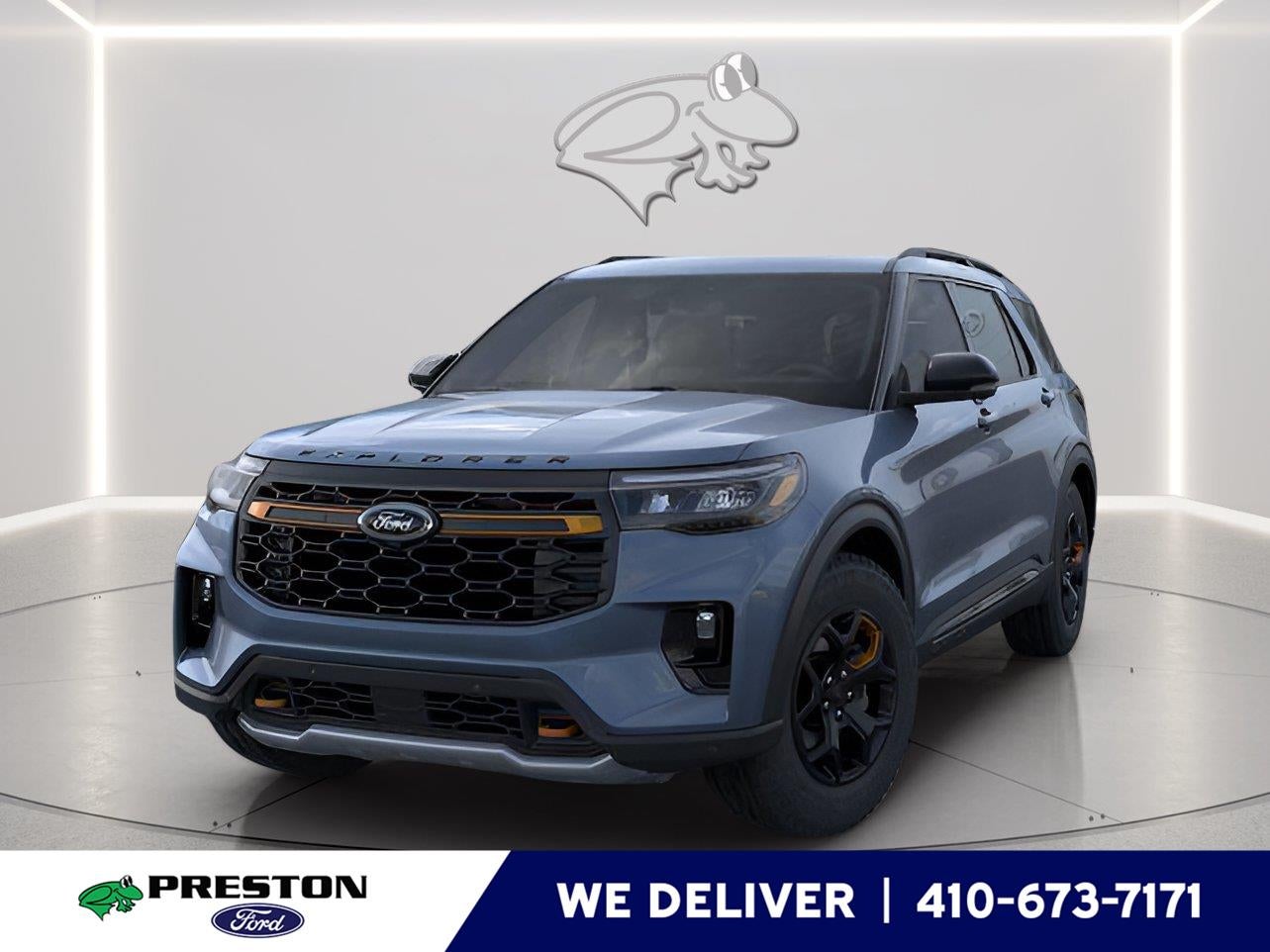 2026 Ford Explorer Tremor in Vapor Blue — front three-quarter view