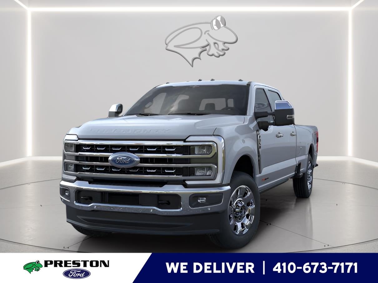 2026 Ford Super Duty F-350 LARIAT in Glacier Gray Metallic Tri-Coat — front three-quarter view