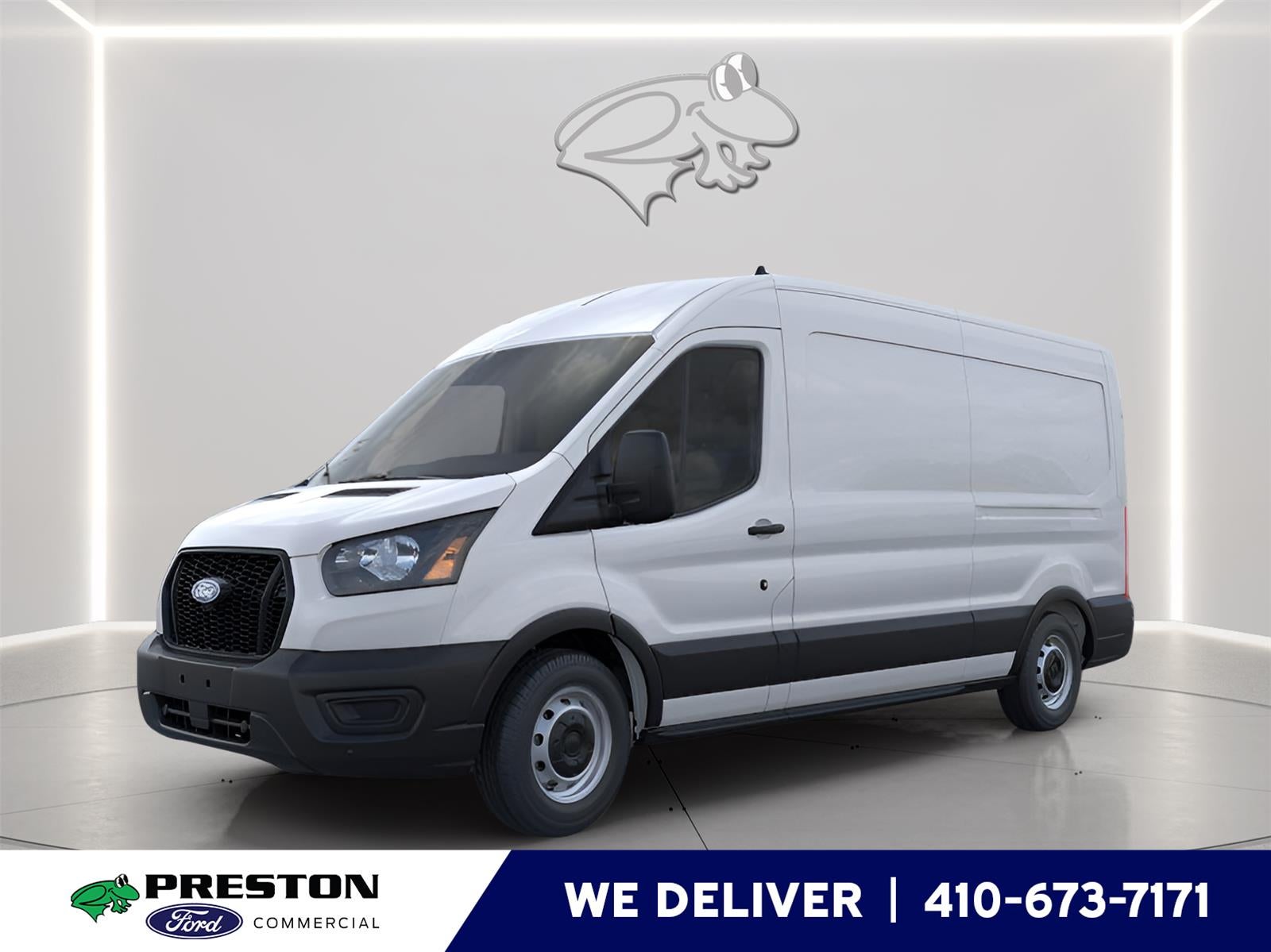 2026 Ford Transit Cargo Van T-250 148" Med Rf 9150 GVWR RWD in Oxford White — front three-quarter view