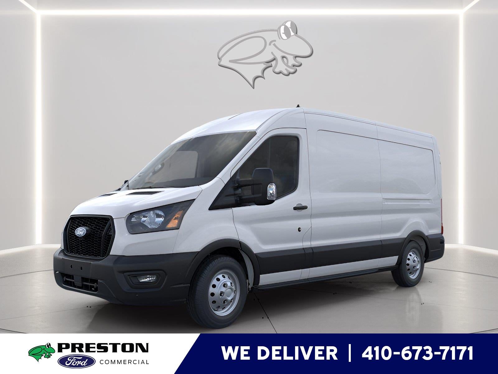 2026 Ford Transit Cargo Van T-250 148" Med Rf 9150 GVWR RWD in Oxford White — front three-quarter view