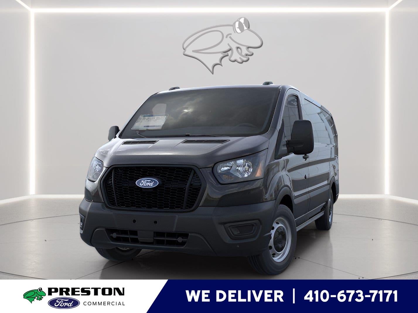 2026 Ford Transit Cargo Van T-250 130" Low Rf 9150 GVWR RWD in Agate Black — front three-quarter view