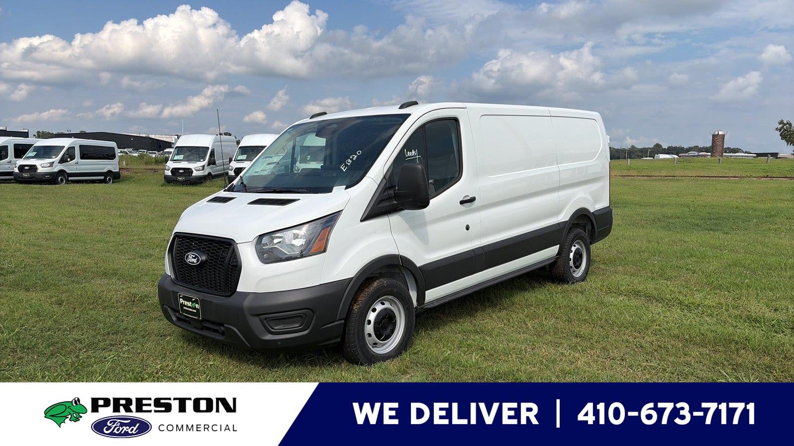 2026 Ford Transit Cargo Van T-250 130" Low Rf 9150 GVWR RWD in Oxford White — front three-quarter view