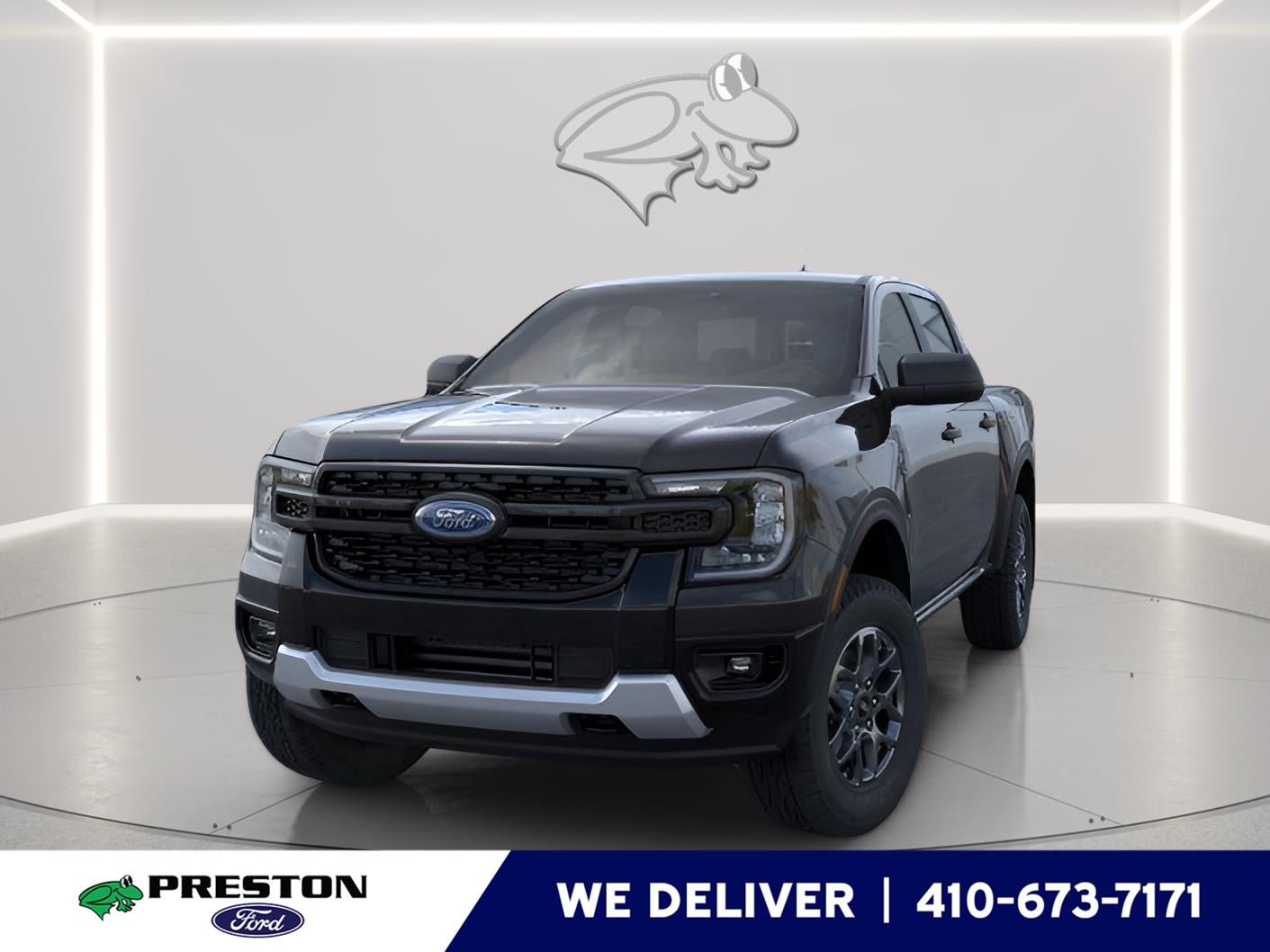 2026 Ford Ranger XLT in Shadow Black — front three-quarter view