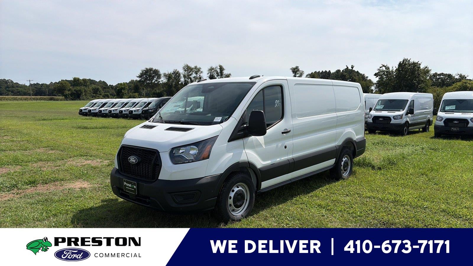 2026 Ford Transit Cargo Van T-150 130" Low Rf 8800 GVWR RWD in Oxford White — front three-quarter view