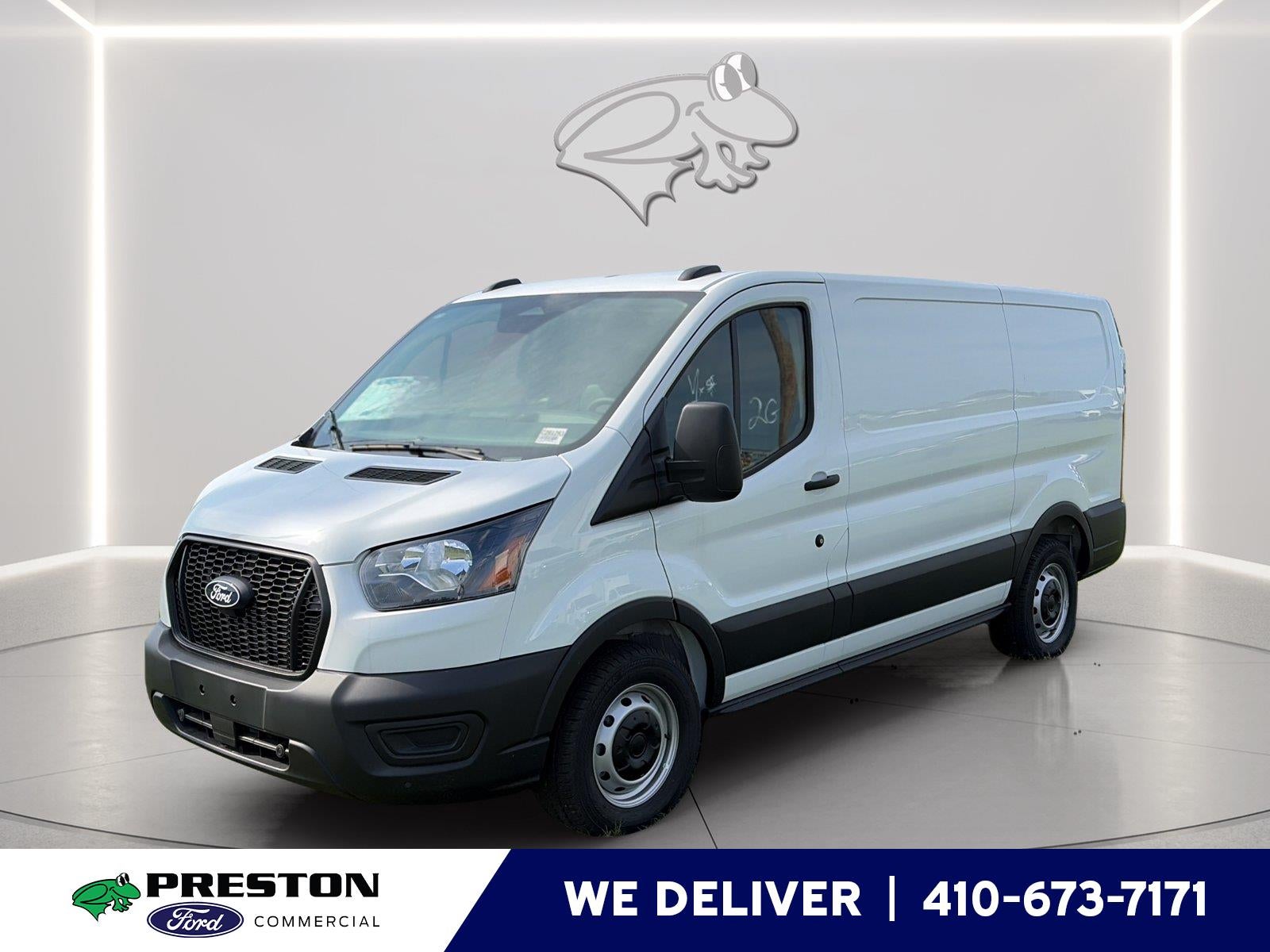 2026 Ford Transit Cargo Van T-150 130" Low Rf 8800 GVWR RWD in Oxford White — front three-quarter view